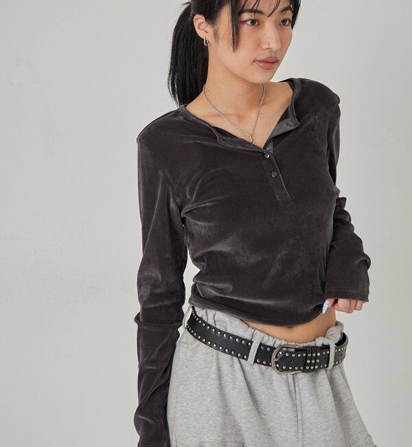  「フロッキーメッシュ ヘンリートップス」|Tシャツ・カットソー|