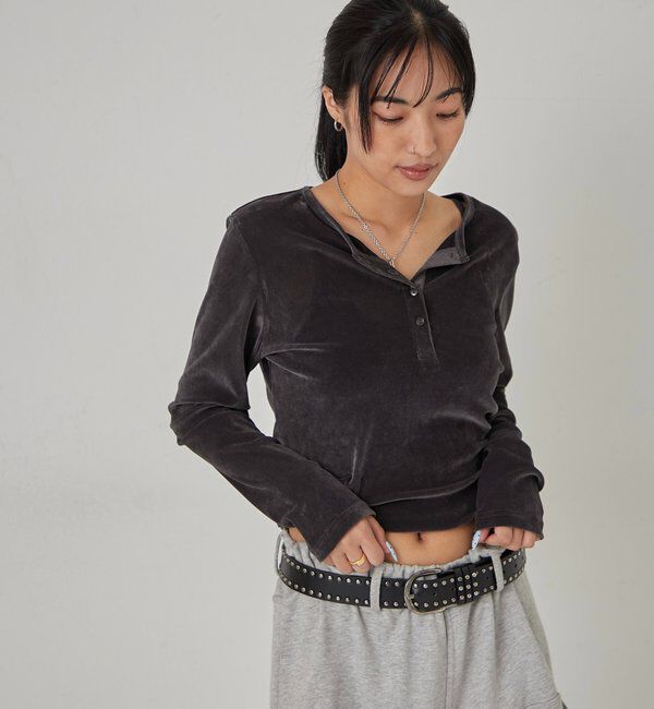  「フロッキーメッシュ ヘンリートップス」|Tシャツ・カットソー|