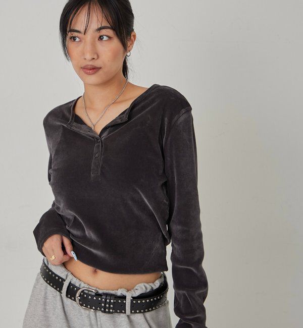  「フロッキーメッシュ ヘンリートップス」|Tシャツ・カットソー|