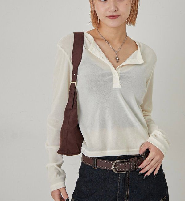  「フロッキーメッシュ ヘンリートップス」|Tシャツ・カットソー|