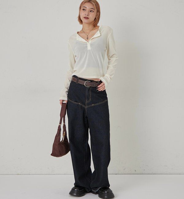  「フロッキーメッシュ ヘンリートップス」|Tシャツ・カットソー|