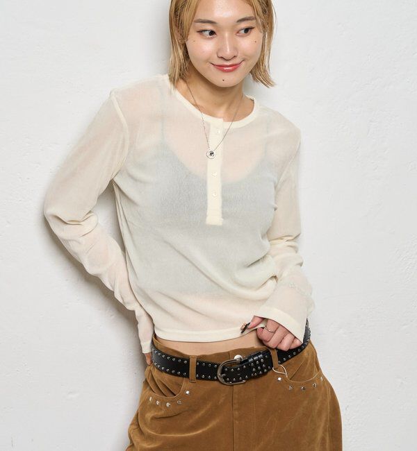  「フロッキーメッシュ ヘンリートップス」|Tシャツ・カットソー|