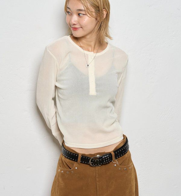  「フロッキーメッシュ ヘンリートップス」|Tシャツ・カットソー|