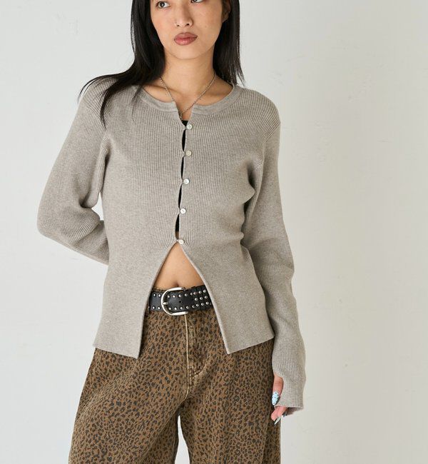  「RIBBED KINT NARROW CARDIGAN」|カーディガン|