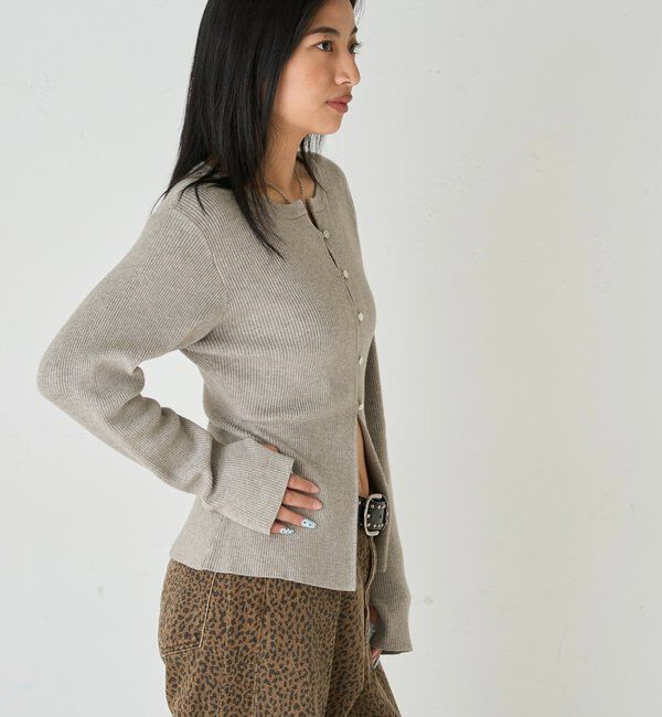  「RIBBED KINT NARROW CARDIGAN」|カーディガン|