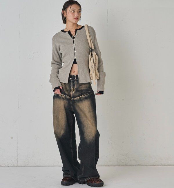  「RIBBED KINT NARROW CARDIGAN」|カーディガン|