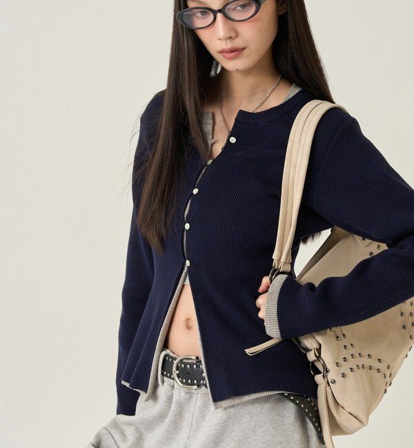  「RIBBED KINT NARROW CARDIGAN」|カーディガン|