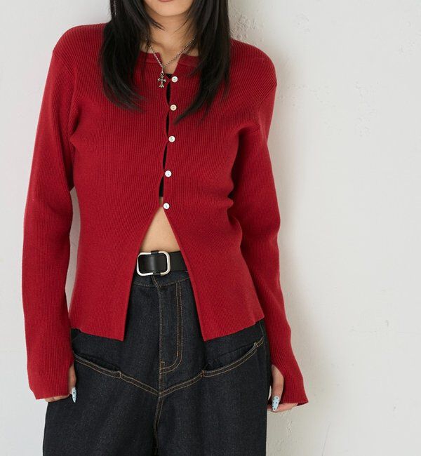  「RIBBED KINT NARROW CARDIGAN」|カーディガン|