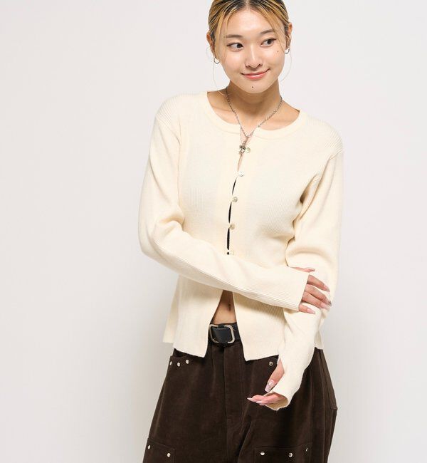  「RIBBED KINT NARROW CARDIGAN」|カーディガン|