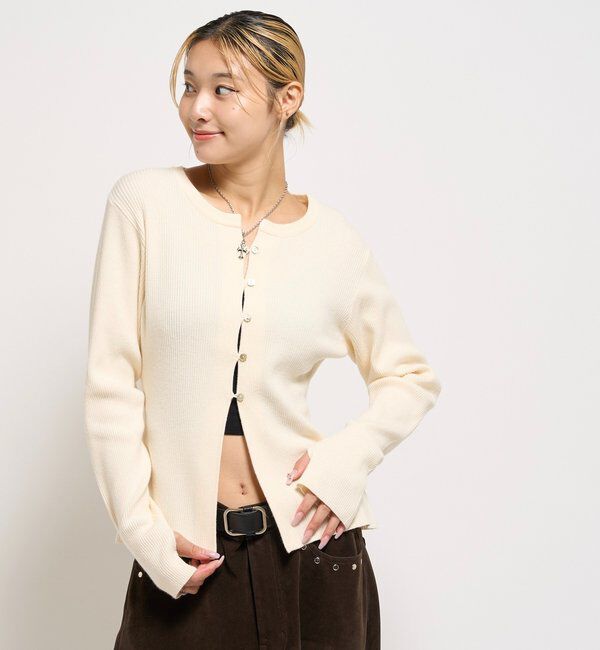  「RIBBED KINT NARROW CARDIGAN」|カーディガン|