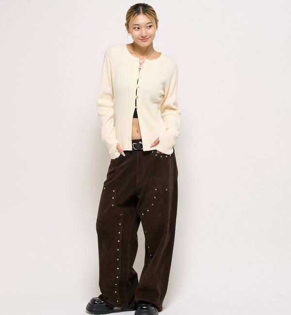  「RIBBED KINT NARROW CARDIGAN」|カーディガン|