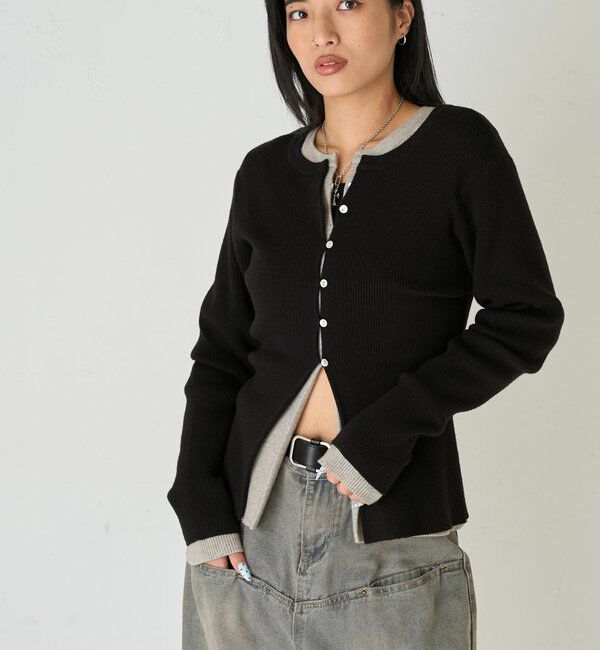  「RIBBED KINT NARROW CARDIGAN」|カーディガン|