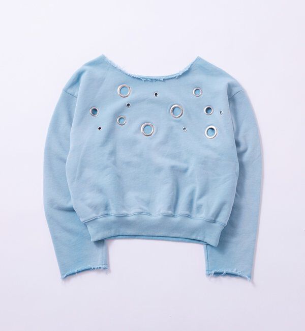  「FRONT EYELET OFF-SHOULDER SWEATSHIRT」|Tシャツ・カットソー|
