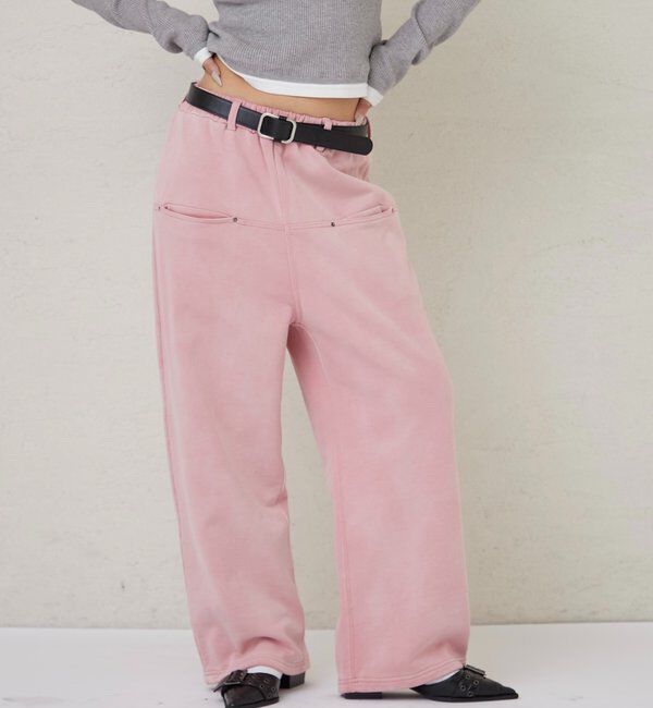  「SLASH POCKET WASHED SWEAT EASY PANTS」|チノ|ピンク