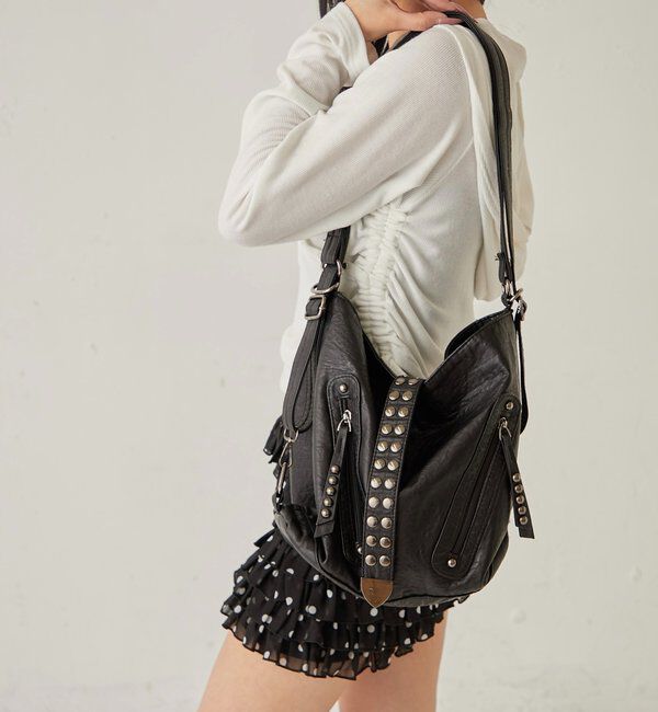  「2-WAY DOT STUDS RING BAG」|ショルダー・メッセンジャー|