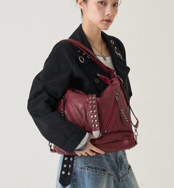  「2-WAY DOT STUDS RING BAG」|ショルダー・メッセンジャー|