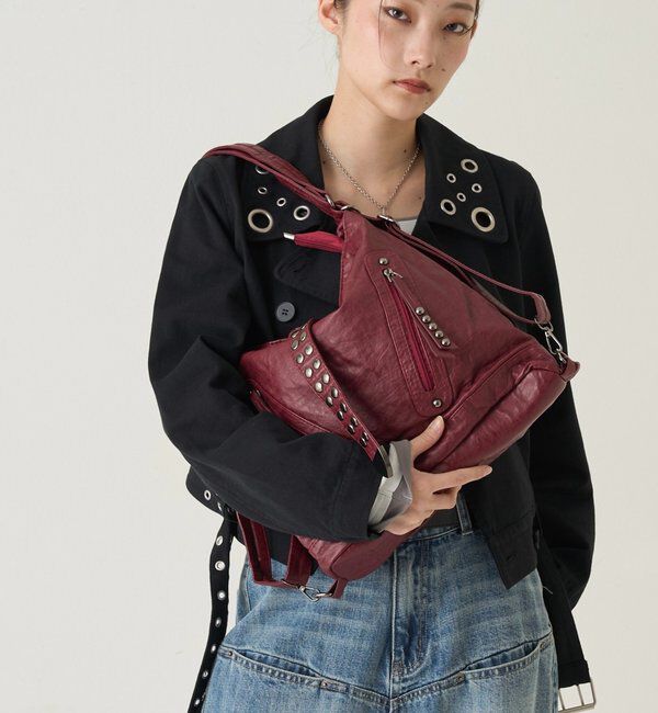  「2-WAY DOT STUDS RING BAG」|ショルダー・メッセンジャー|