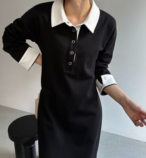  「【低身長サイズあり】〈C.L〉バイカラーポロカットワンピース」|ワンピース|