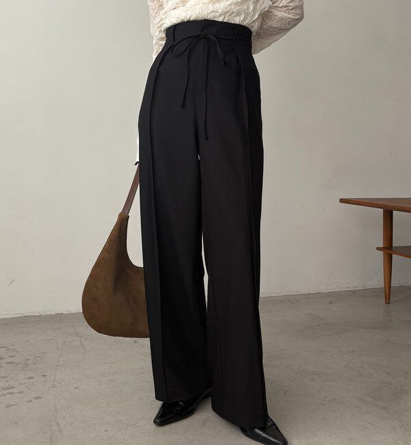  「【低身長サイズあり】ピンタックリボンパンツ」|チノ|