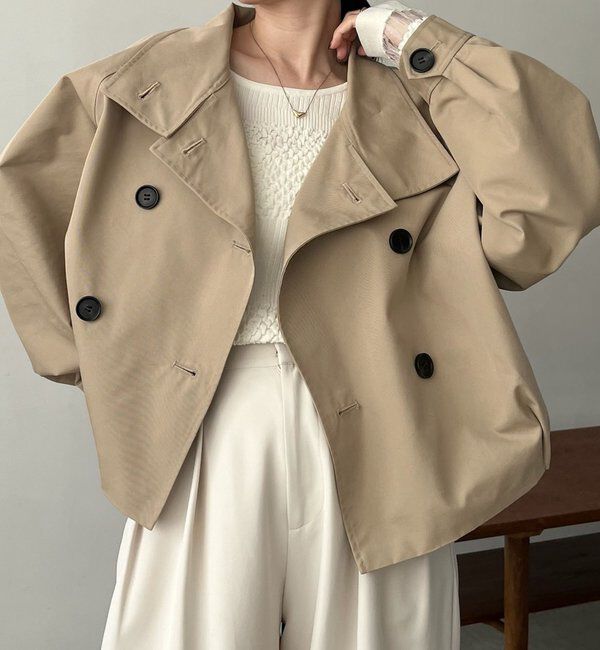  「【サイズ展開あり】ショートトレンチコート」|トレンチコート|