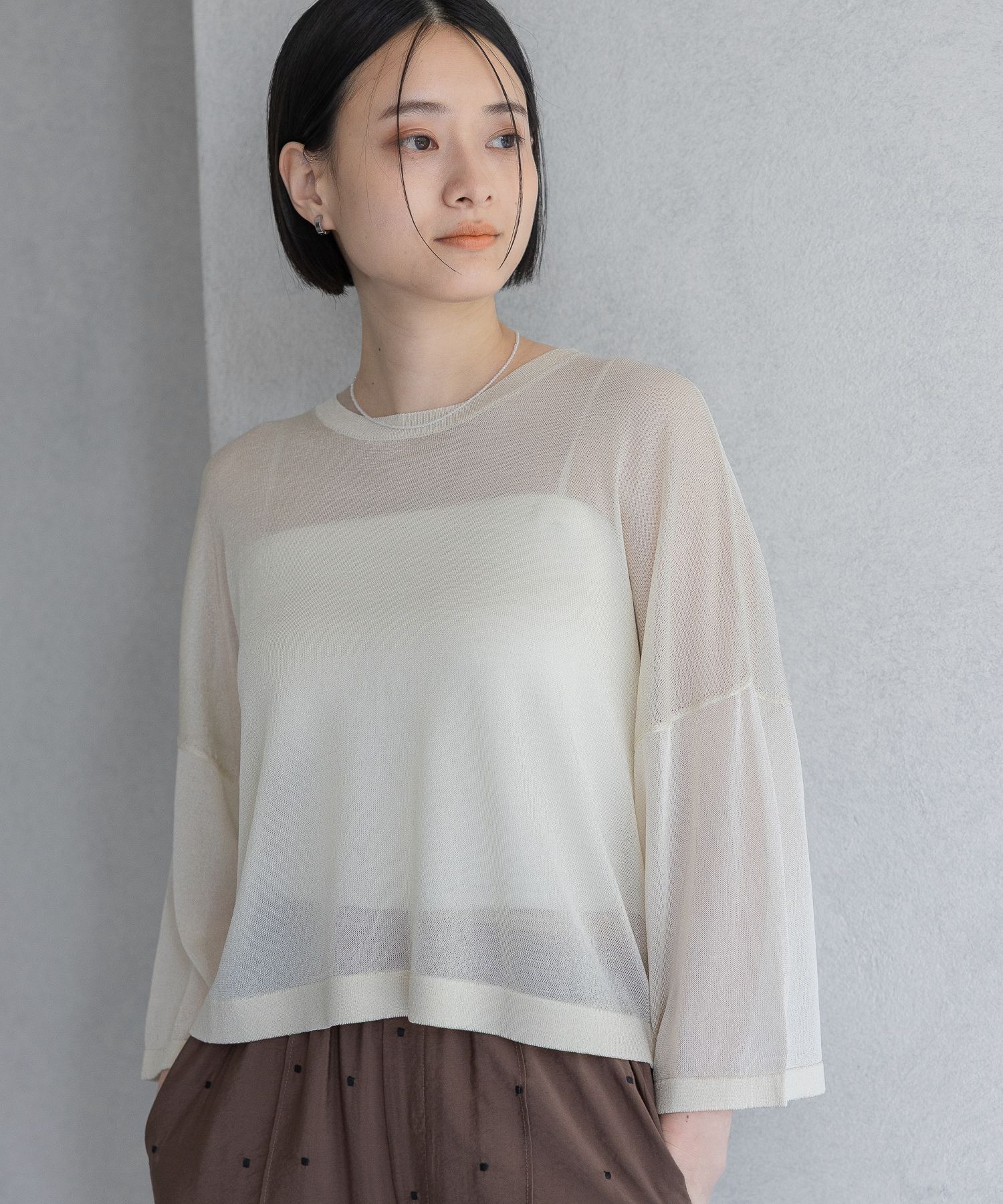 A part by 「ラメシアーニット_5分袖」|ニット・セーター|ナチュラル