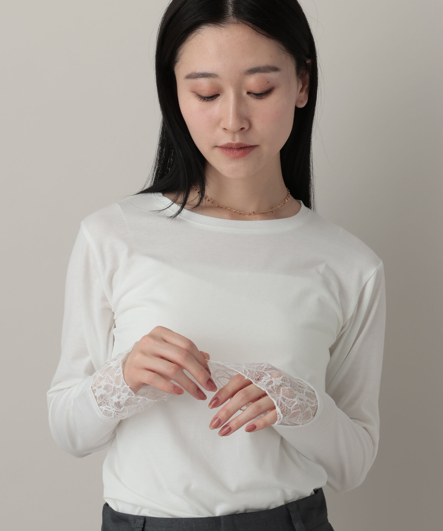 A part by 「レースレイヤードスリーブ_長袖」|Tシャツ・カットソー|