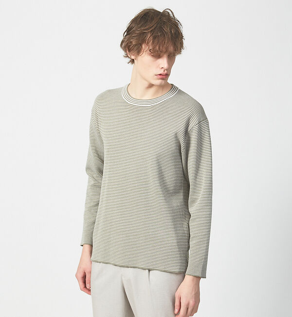 ABAHOUSE「【アンサンブル可能】リバー ニット クルーネック プルオーバー」|ニット・セーター|カーキ