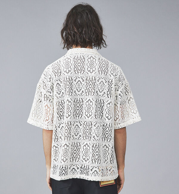 ABAHOUSE「【Revo.】透かし編みニットオープンカラー半端袖シャツ」|シャツ・ブラウス|