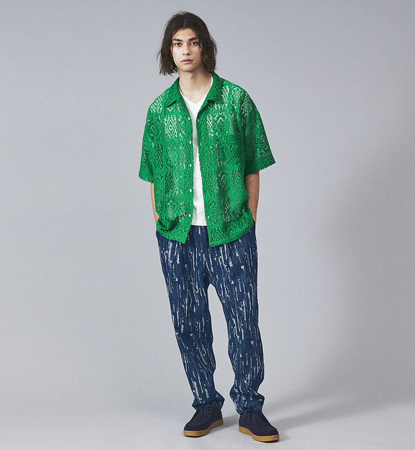 ABAHOUSE「【Revo.】透かし編みニットオープンカラー半端袖シャツ」|シャツ・ブラウス|