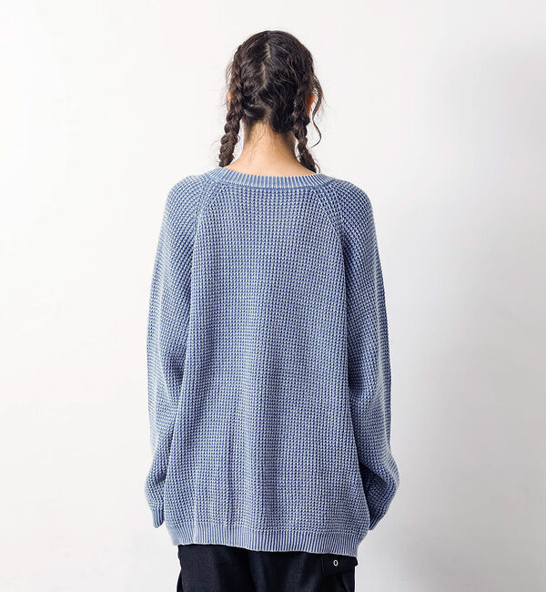 ABAHOUSE「【Revo.レボ】パウダーブリーチ加工ワッフルコットンニットクルー/ユニセックス」|ニット・セーター|