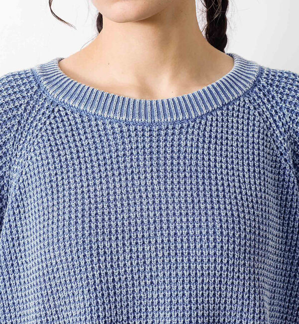 ABAHOUSE「【Revo.レボ】パウダーブリーチ加工ワッフルコットンニットクルー/ユニセックス」|ニット・セーター|