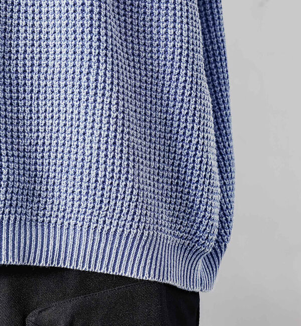 ABAHOUSE「【Revo.レボ】パウダーブリーチ加工ワッフルコットンニットクルー/ユニセックス」|ニット・セーター|