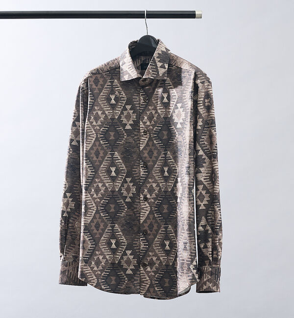 ABAHOUSE「360&deg;ストレッチ ゴブラン柄 ジャージーシャツ / 総柄シャツ」|シャツ・ブラウス|