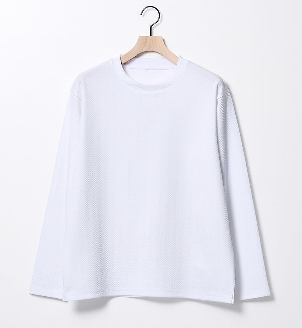 ABAHOUSE「ヘリンボーン ジャガード 長袖Tシャツ【予約】」|Tシャツ・カットソー|ホワイト