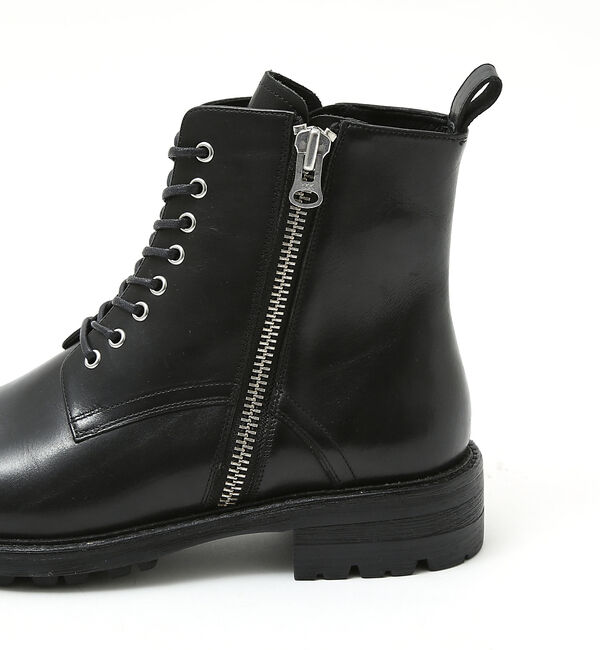 alfredoBANNISTER「ダブルジップ レースアップ レザー コンバット ブーツ」|ショートブーツ|