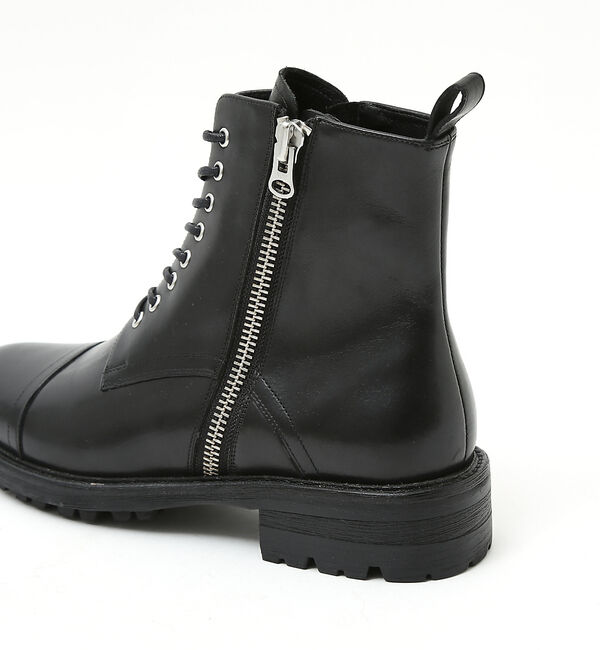 alfredoBANNISTER「ダブルジップ レースアップ レザー コンバット ブーツ」|ショートブーツ|