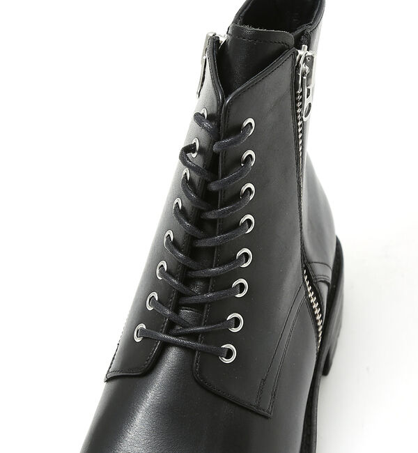 alfredoBANNISTER「ダブルジップ レースアップ レザー コンバット ブーツ」|ショートブーツ|