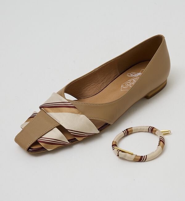 AU BANNISTER「【シルクネクタイ生地使用】グルカモチーフ フラットパンプス【予約】」|パンプス|