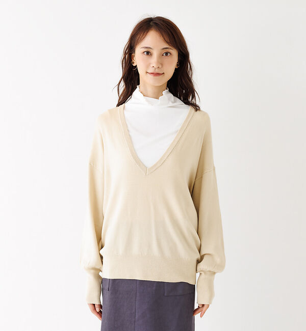 abahouse mavie「レーヨンアクリル深Vネックアンサンブル」|ニット・セーター|