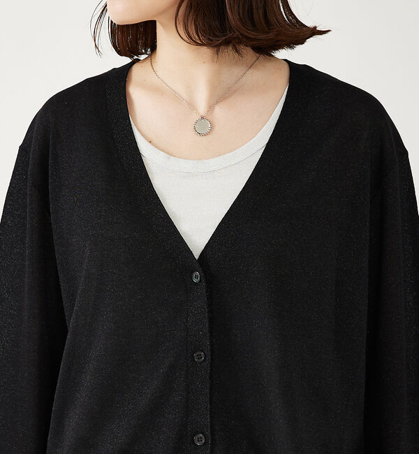 abahouse mavie「【アンサンブル対応】ウォッシャブルラメVネックカーディガン」|カーディガン|