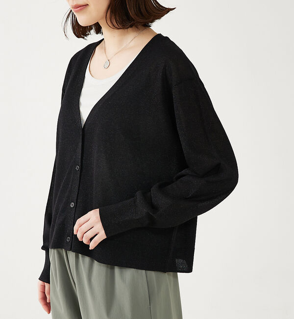abahouse mavie「【アンサンブル対応】ウォッシャブルラメVネックカーディガン」|カーディガン|