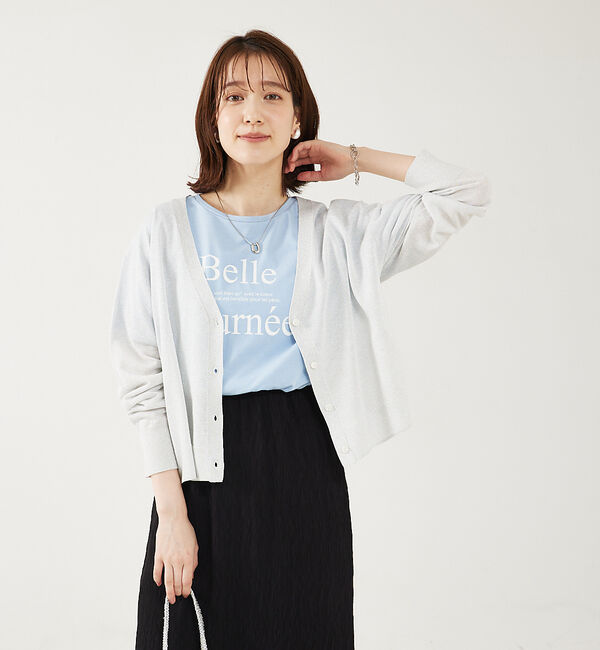 abahouse mavie「【アンサンブル対応】ウォッシャブルラメVネックカーディガン」|カーディガン|