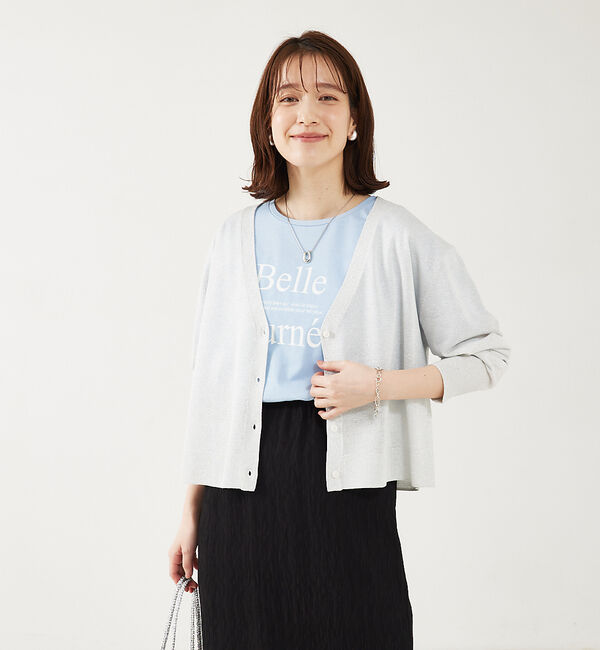 abahouse mavie「【アンサンブル対応】ウォッシャブルラメVネックカーディガン」|カーディガン|