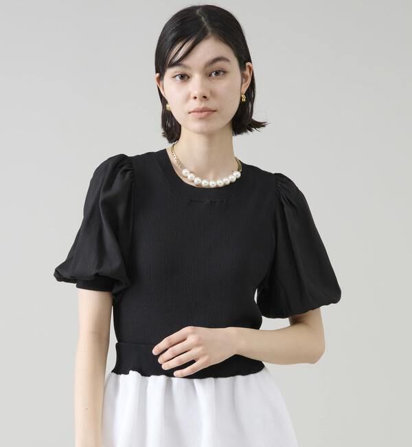 TIARA「シアースリーブニット」|ニット・セーター|ブラック