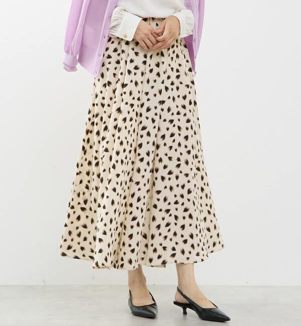 TIARA「レオパードプリントギャザーフレアスカート」|スカート|アイボリー