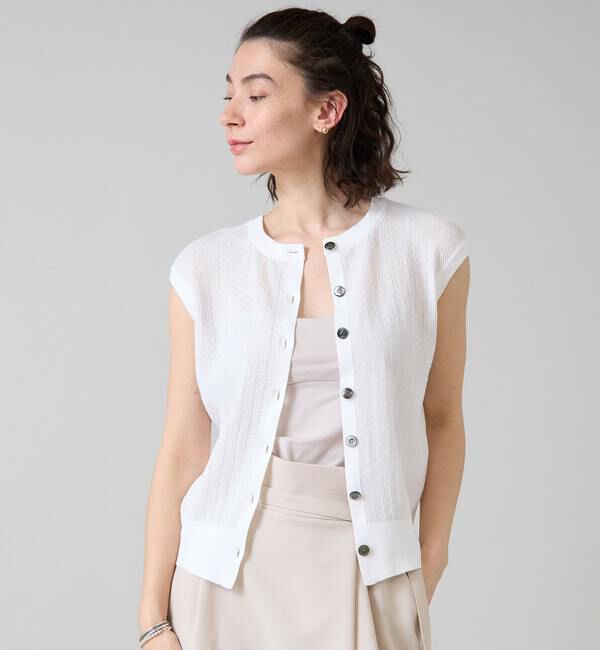 Liesse「シアーノースリーブニットトップス」|ニット・セーター|