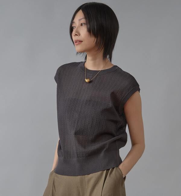 Liesse「シアーノースリーブニットトップス」|ニット・セーター|スミクロ