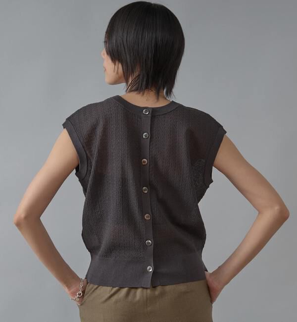 Liesse「シアーノースリーブニットトップス」|ニット・セーター|