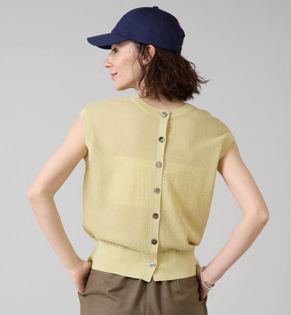 Liesse「シアーノースリーブニットトップス」|ニット・セーター|