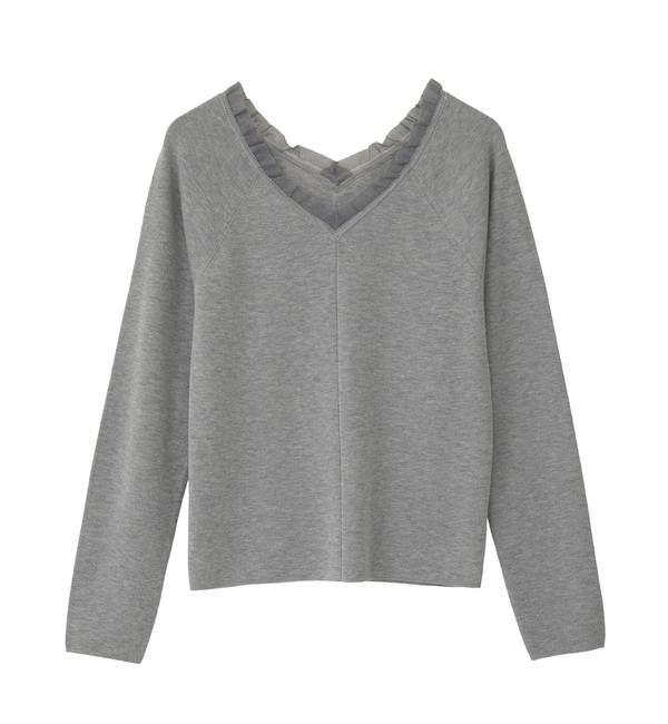 SOFFITTO「オフショルダーVネックニット」|ニット・セーター|トップグレー